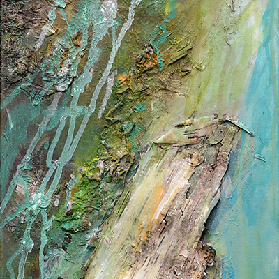 Forestal 2021, Betula I, 2021, Borke von Betula pendula - Mischtechnik auf Leinwand, 70x30cm