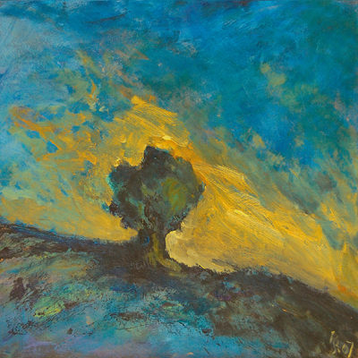 Abendstimmung, 2007, Öl auf Karton, 36x36cm