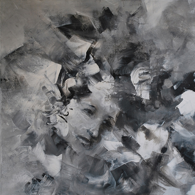 Schwarz auf Weiss VIII, 2017, Acryl auf Leinwand, 60x70cm
